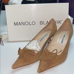 Manolo Blahnik Camel Suede Heel